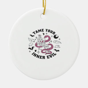 Skeleton Hand Making Heart Minimal Design Ceramic Ornament