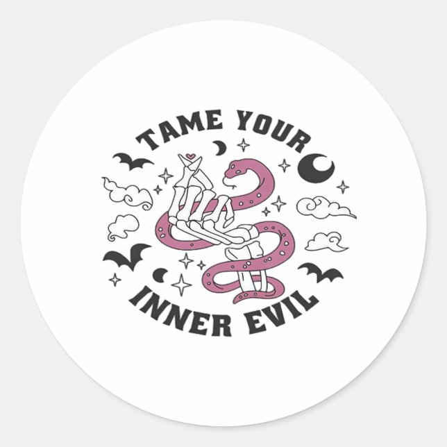 Skeleton Hand Making Heart Minimal Design Classic Round Sticker (Front)