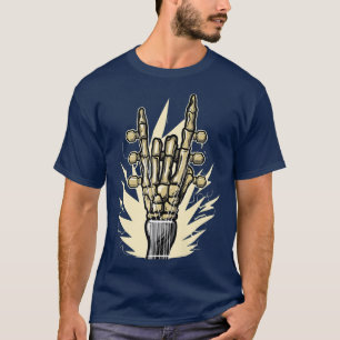 Skeleton Hand Metal Guitarist Guitar Rock And Roll T-Shirt