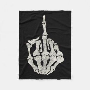 Skeleton Hand Middle Finger For Off Vintage Skull  Fleece Blanket