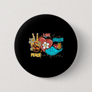Skeleton Hand Peace Love-crocs Family Xmas Pyjama 6 Cm Round Badge
