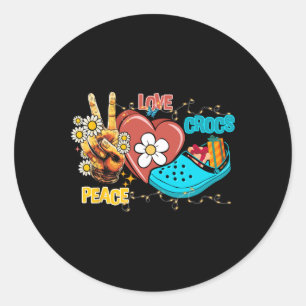 Skeleton Hand Peace Love-crocs Family Xmas Pyjama Classic Round Sticker