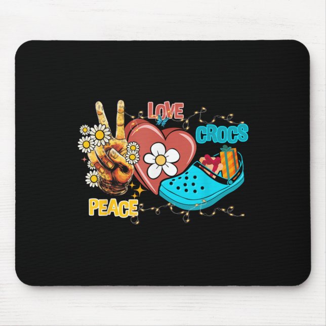 Skeleton Hand Peace Love-crocs Family Xmas Pyjama  Mouse Pad (Front)