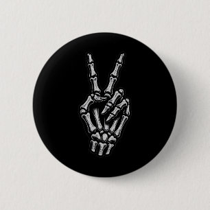 Skeleton Hand Peace Sign Bone 1 6 Cm Round Badge