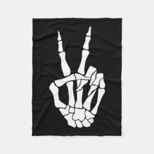 Skeleton Hand Peace Sign Bone Halloween Pocket Ske Fleece Blanket