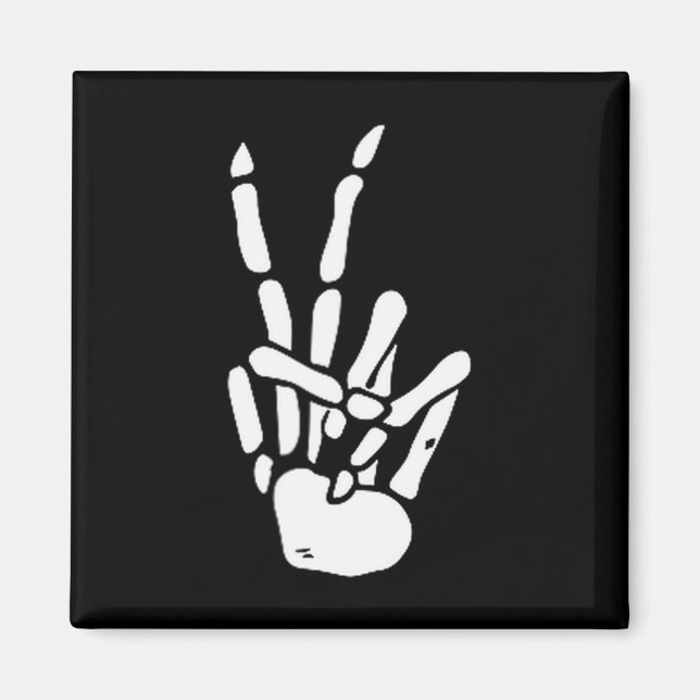 Skeleton Hand Peace Sign Bone  Magnet (Front)
