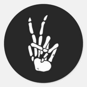 Skeleton Hand Peace Sign Bones Classic Round Sticker
