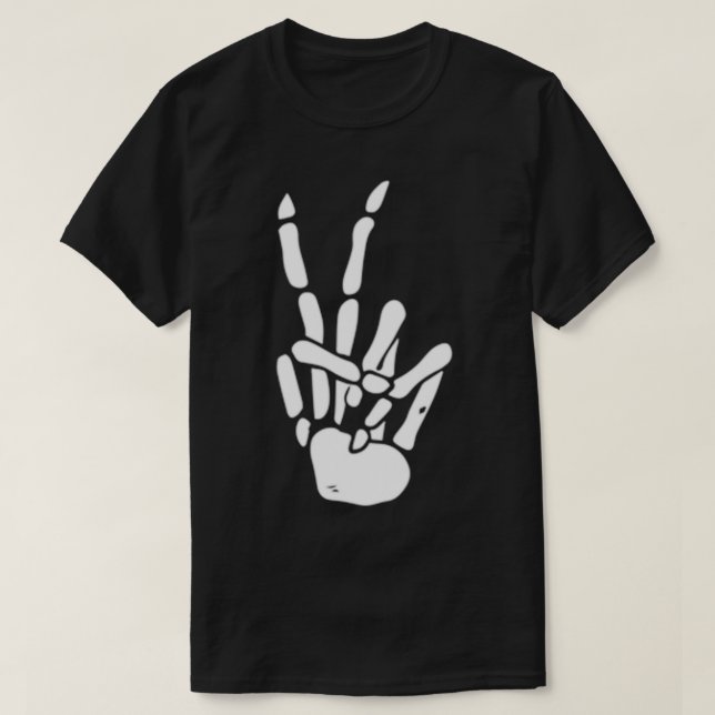 Skeleton Hand Peace Sign Bones  T-Shirt (Design Front)
