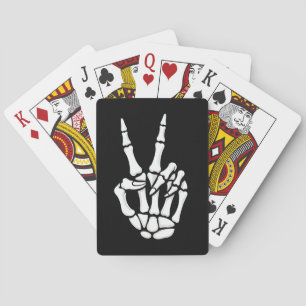 Skeleton Hand Peace Sign Cool Halloween Playing Cards