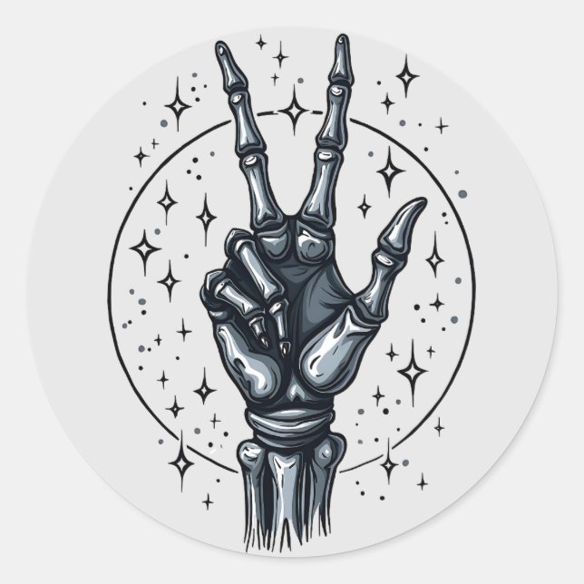 Skeleton Hand Peace Sign Sticker (Front)