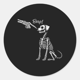 Skeleton Hand Petting Dog Cute Puppy Halloween Classic Round Sticker