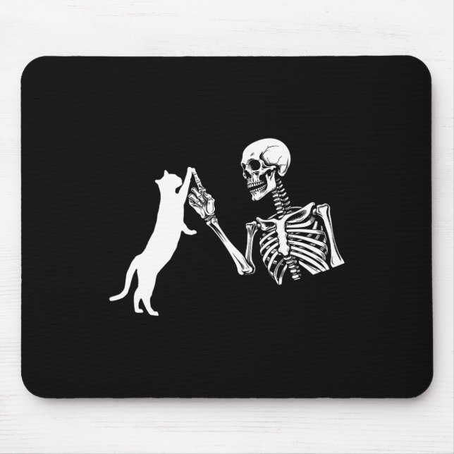 Skeleton Hand Playing Cat Funny Halloween Costume  Mouse Pad (Front)