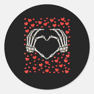 Skeleton Hand Red Heart Birthday Valentines Day Classic Round Sticker