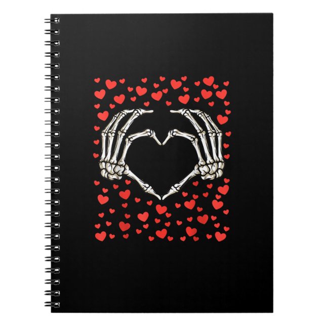 Skeleton Hand Red Heart Birthday Valentines Day Notebook (Front)