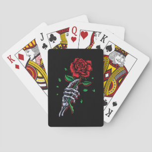 Skeleton Hand Red Rose Flower Playing Cards