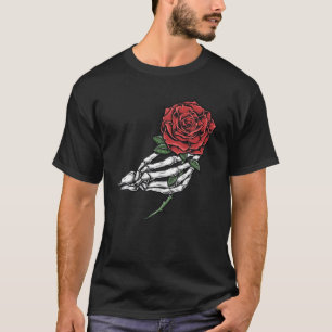 Skeleton Hand Red Rose Flower T-Shirt