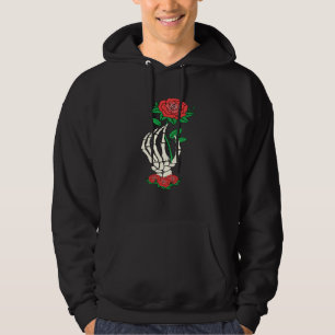 Skeleton Hand Red Rose Flower Valentine's Day Love Hoodie