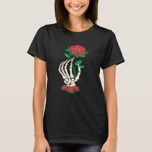 Skeleton Hand Red Rose Flower Valentine's Day Love T-Shirt