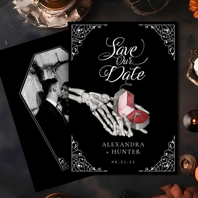 Skeleton Hand Ring Gothic Wedding Save the Date Invitation (Skeleton Hand Ring Gothic Wedding Save the Date Invitation)