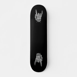 Skeleton hand, rock and roll skateboard