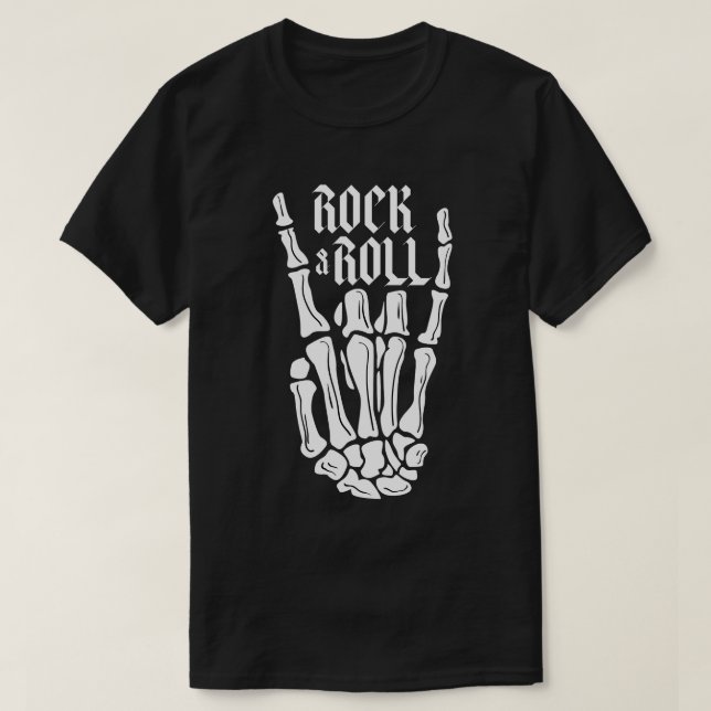 Skeleton Hand Rock and Roll T-Shirt (Design Front)