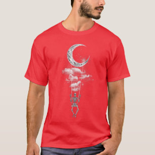 Skeleton Hand Rock On Moon Swing Funny Halloween T-Shirt