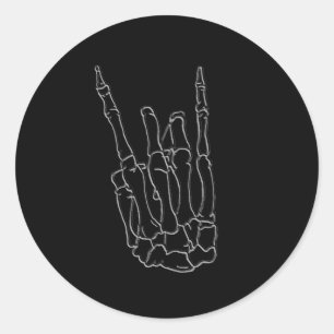 Skeleton Hand Rock Star Black Birthday Party Classic Round Sticker