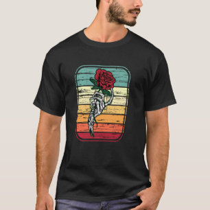 Skeleton Hand  Rose Retro Rock Music Heavy Metal T-Shirt