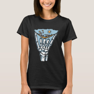 Skeleton Hand Shaka Hang Loose Hammock Beer Beach  T-Shirt