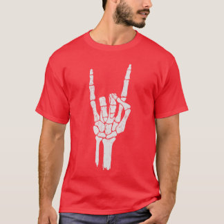 Skeleton Hand Shirt Devil Horns Rock Hand Gesture 