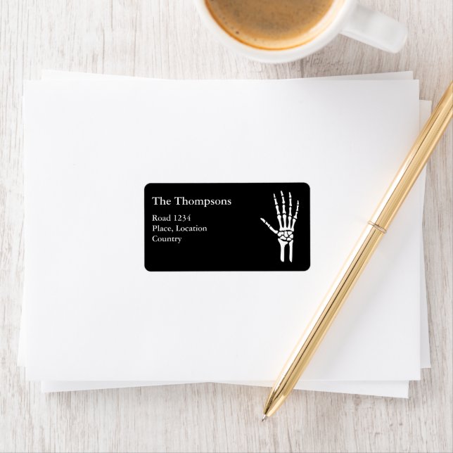 Skeleton Hand Silhouette On Black With Custom Text Label (Insitu)