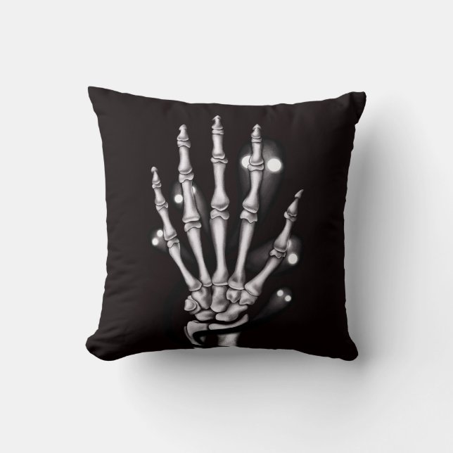 Skeleton Hand Spooky Goth Anatomy Cushion (Front)
