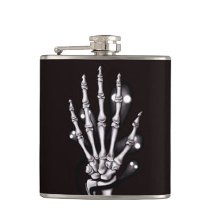 Skeleton Hand Spooky Goth Anatomy Hip Flask