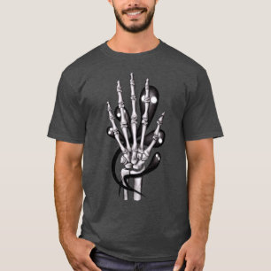Skeleton Hand With Ghosts Creepy Gothic T-Shirt