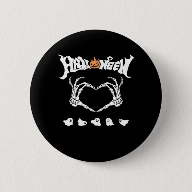 Skeleton Hand With , Halloween Design 6 Cm Round Badge (Front)