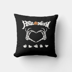 Skeleton Hand With Halloween Theme Dark Seasonal Cushion
