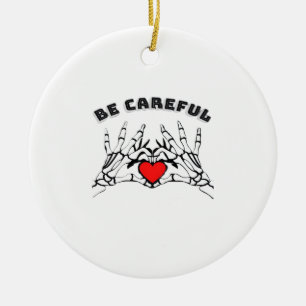 Skeleton Hand With Heart Classic Ceramic Ornament