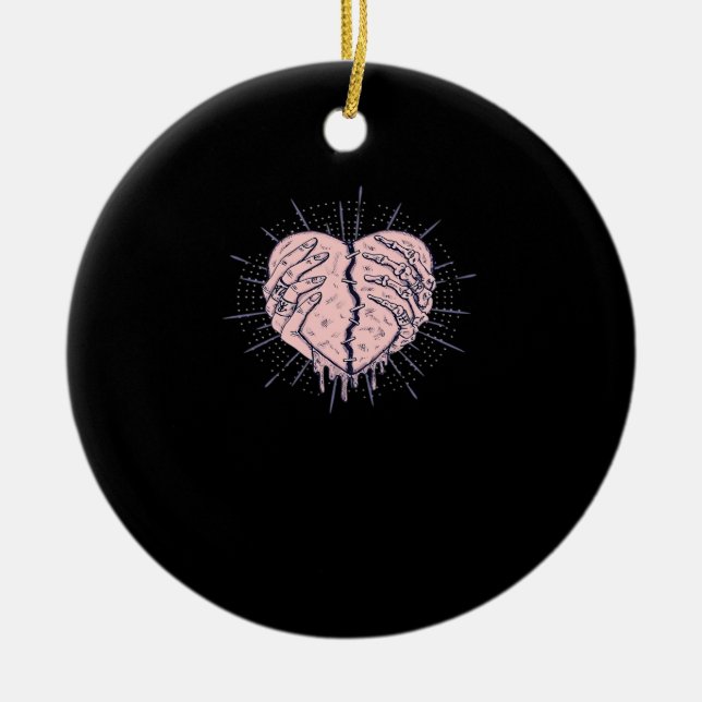 Skeleton Hand With Heart Classic Ceramic Ornament (Front)