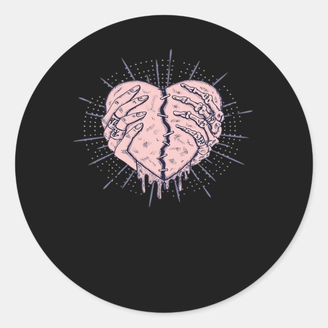 Skeleton Hand With Heart Classic Classic Round Sticker (Front)