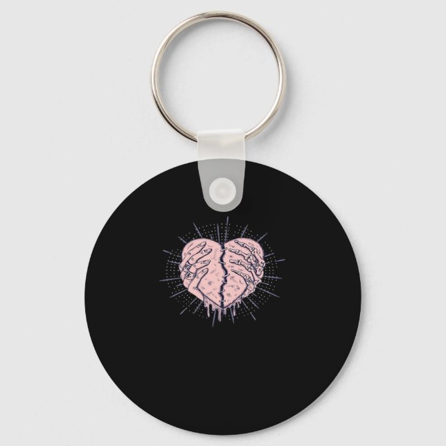 Skeleton Hand With Heart Classic Key Ring (Front)