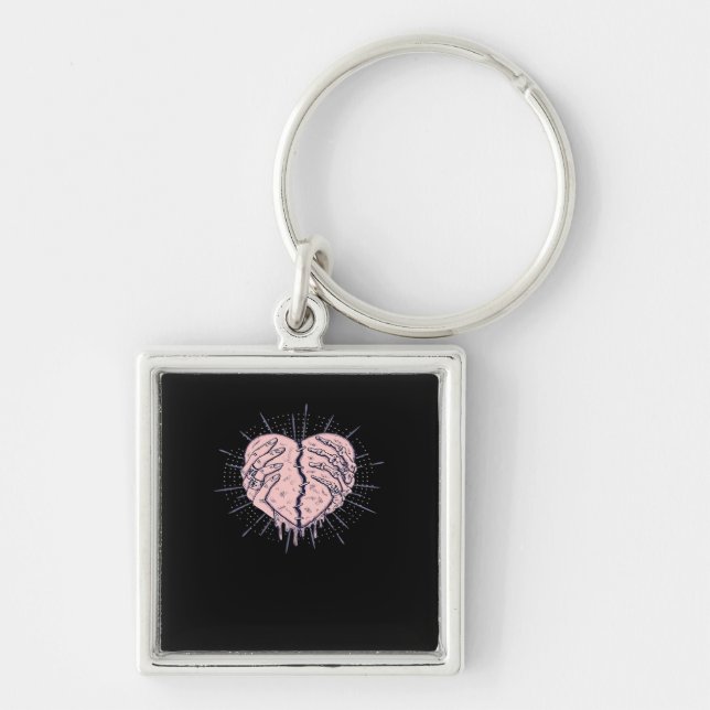 Skeleton Hand With Heart Classic Key Ring (Front)