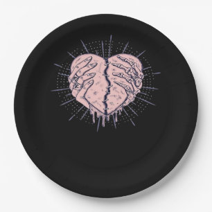 Skeleton Hand With Heart Classic Paper Plate
