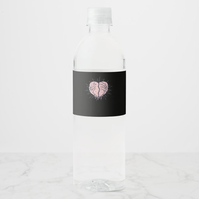 Skeleton Hand With Heart Classic Water Bottle Label (Front)