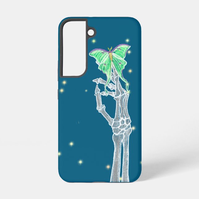 Skeleton hand with Luna Moth Samsung Galaxy S22 Case (Back)