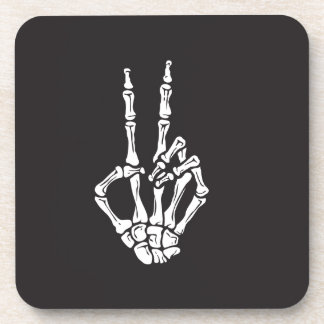 Skeleton Hand with Peace Sign on a Coaster