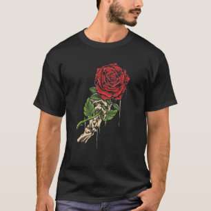 Skeleton Hand With Red Roses Flower Halloween Cost T-Shirt