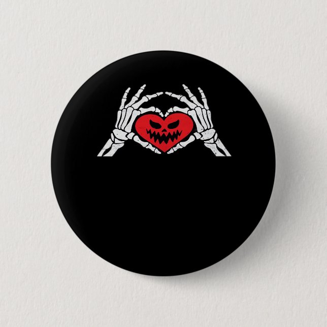 Skeleton Hands A Heart Spooky Halloween 6 Cm Round Badge (Front)