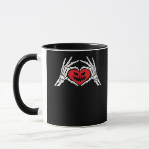 Skeleton Hands A Heart Spooky Halloween Mug