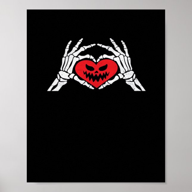 Skeleton Hands A Heart Spooky Halloween Poster (Front)