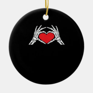Skeleton Hands A Red Heart Classic Ceramic Ornament